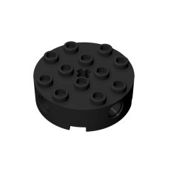 Brick Round 4 x 4 with 4 Side Pin Holes and Center Axle Hole #6222 Black