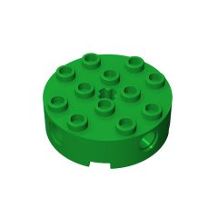 Brick Round 4 x 4 with 4 Side Pin Holes and Center Axle Hole #6222 Green