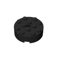 Brick Round 4 x 4 With Hole #87081 Black