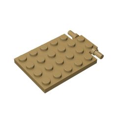 Plate, Modified 4 x 6 With Trap Door Hinge (Long Pins) #92099 Dark Tan