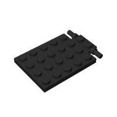 Plate, Modified 4 x 6 With Trap Door Hinge (Long Pins) #92099 Black