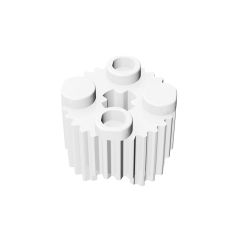 Brick, Round 2 x 2 With Axle Hole And Grille / Fluted Profile #92947 White