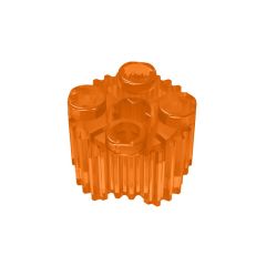 Brick, Round 2 x 2 With Axle Hole And Grille / Fluted Profile #92947 Trans-Orange