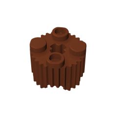 Brick, Round 2 x 2 With Axle Hole And Grille / Fluted Profile #92947 Reddish Brown