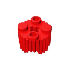 Brick, Round 2 x 2 With Axle Hole And Grille / Fluted Profile #92947 Red