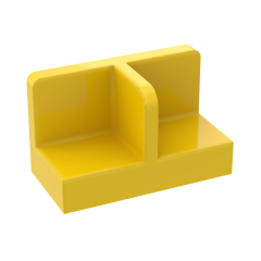 Panel 1 x 2 x 1 with Rounded Corners and Central Divider #93095 Yellow