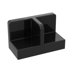 Panel 1 x 2 x 1 with Rounded Corners and Central Divider #93095 Black