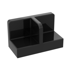 Panel 1 x 2 x 1 with Rounded Corners and Central Divider #93095 Black 10 pieces