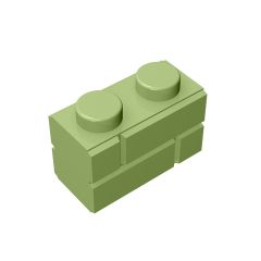 Brick Special 1 x 2 with Masonry Brick Profile #98283  Olive Green Gobricks
