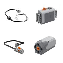 Motor, Large, Medium, XL+ Battery Box + Pole Reverser / Polarity Switch + Light Unit, LED with Black Cable Power Functions ( 4 PCS )
