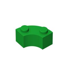 Curved Brick 2 Knobs #3063 Green 1/4 KG