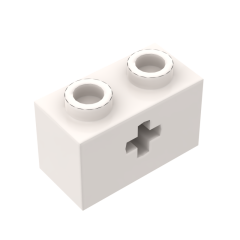 Technic Brick 1 x 2 with Axle Hole #31493 White
