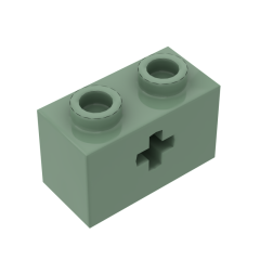 Technic Brick 1 x 2 with Axle Hole #31493 Sand Green