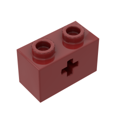 Technic Brick 1 x 2 with Axle Hole #31493 Dark Red