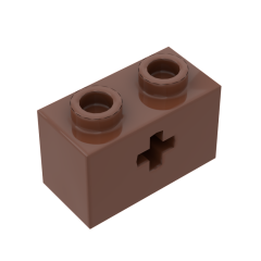 Technic Brick 1 x 2 with Axle Hole #31493 Reddish Brown