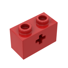 Technic Brick 1 x 2 with Axle Hole #31493 Red