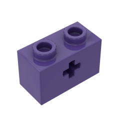 Technic Brick 1 x 2 with Axle Hole #31493 Dark Purple