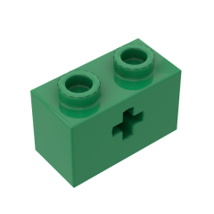 Technic Brick 1 x 2 with Axle Hole #31493 Green