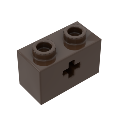 Technic Brick 1 x 2 with Axle Hole #31493 Dark Brown