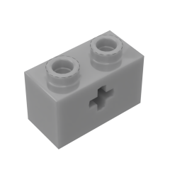 Technic Brick 1 x 2 with Axle Hole #31493 Flat Silver