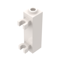 Brick Modified 1 x 1 x 3 With 2 Clips Vertical (Undetermined Stud Type) #60583 White Gobricks