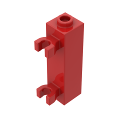 Brick Modified 1 x 1 x 3 With 2 Clips Vertical (Undetermined Stud Type) #60583 Red