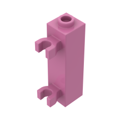 Brick Modified 1 x 1 x 3 With 2 Clips Vertical (Undetermined Stud Type) #60583 Dark Pink