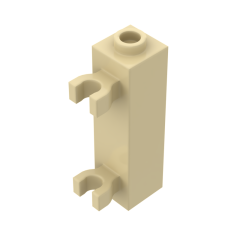 Brick Modified 1 x 1 x 3 With 2 Clips Vertical (Undetermined Stud Type) #60583 Tan