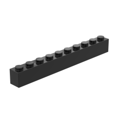 Brick 1 x 10 #6111 Black 10 pieces
