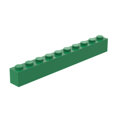 Brick 1 x 10 #6111 Green
