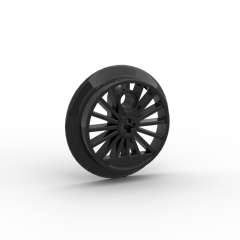 Train Wheel RC Train, Spoked with Technic Axle Hole and Counterweight, 37 mm diameter - Flanged Driver #85557 