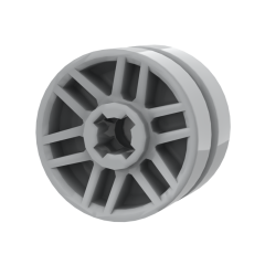 Wheel 14mm D. x 9.9mm with Centre Groove, Fake Bolts and 6 Spokes #11208 Light Bluish Gray