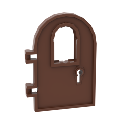 Door 1 x 4 x 6 Round Top with Window and Keyhole, Reinforced Edge #64390 Reddish Brown