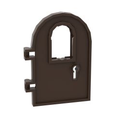 Door 1 x 4 x 6 Round Top with Window and Keyhole, Reinforced Edge #64390 Dark Brown