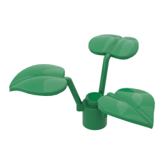 Plant, 1 x 1 x 2/3 - 3 Large Leaves #6255 Green 10 pieces