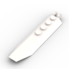 Hinge Plate 1 x 8 with Angled Side Extensions, Squared Plate Underside #14137 White