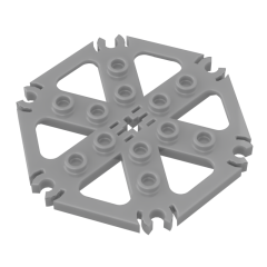 Technic Plate Rotor 6 Blade with Clip Ends Connected aka Water Wheel - Hollow Studs #64566 Flat Silver
