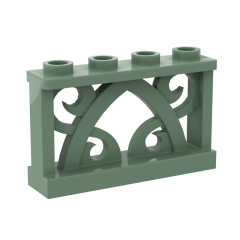 Fence Ornamented 1 x 4 x 2 with 4 Studs #19121 Sand Green