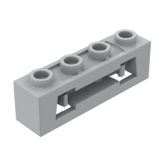 Launcher, Brick Special 1 x 4 with Inside Clips (Disk Shooter) with Recessed Center 2 Studs #16968 Light Bluish Gray