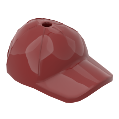 Minifig Hat / Cap Short Curved Bill with Seams and Hole on Top #11303 Dark Red