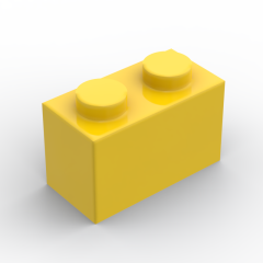 Brick 1 x 2 without Bottom Tube #3065 Yellow