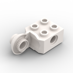 Technic Brick Special 2 x 2 with Pin Hole, Rotation Joint Ball Half - Vertical Side #48171 White