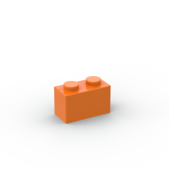 Brick 1 x 2 without Bottom Tube #3065 Orange