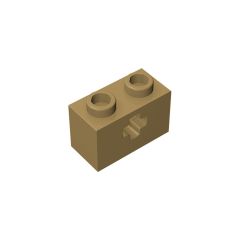 Technic Brick 1 x 2 with Axle Hole #31493 Dark Tan