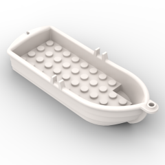 Boat / Rowing Boat 14 x 5 x 2 with Oarlocks 2 Hollow Inside Studs #2551 White 1/2 KG