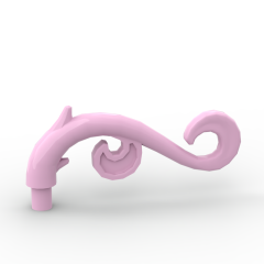 Plant Stem, Curved with 2 Thorns and 2 Swirls #28870 Bright Pink