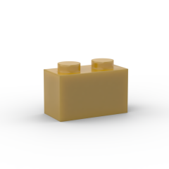 Brick 1 x 2 without Bottom Tube #3065 Pearl Gold