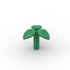Plant, Stem with 3 Leaves and Bottom Pin #37695 Green