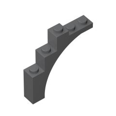 Brick Arch 1 x 5 x 4 Irregular Bow, Raised Underside Cross Supports #76768 Dark Bluish Gray 1KG
