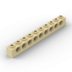 Technic Brick 1 x 10 [9 Holes] #2730 Tan